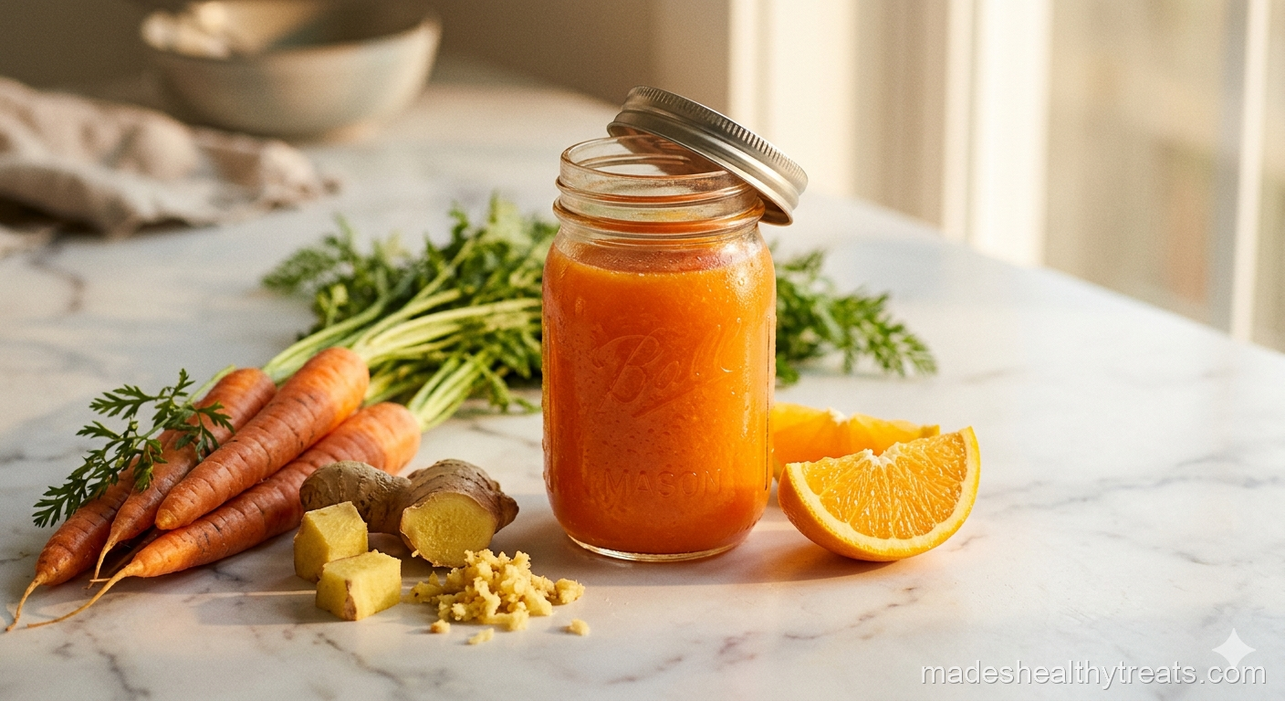 carrot ginger juice ingredients with carrots orange turmeric and ginger