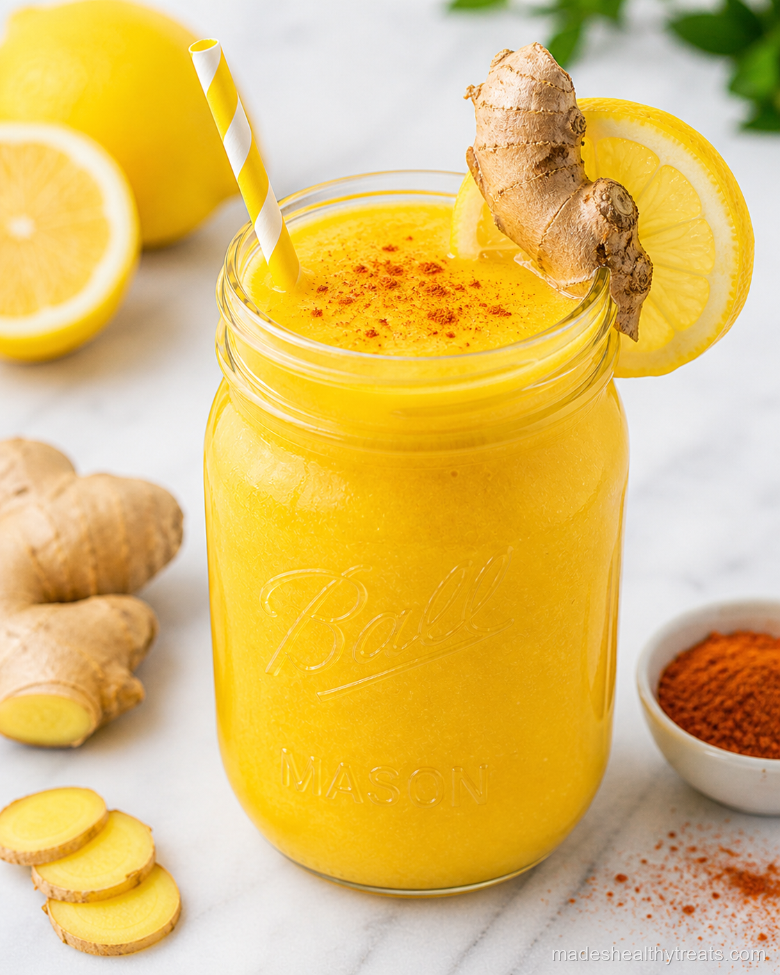 citrus immunity smoothie with lemon ginger and cayenne