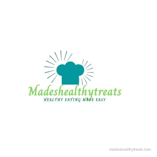 Made's Healthy Treats logo with cartoon founder illustration and brand text