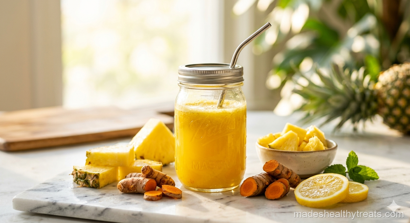 pineapple turmeric juice mason jar immunity