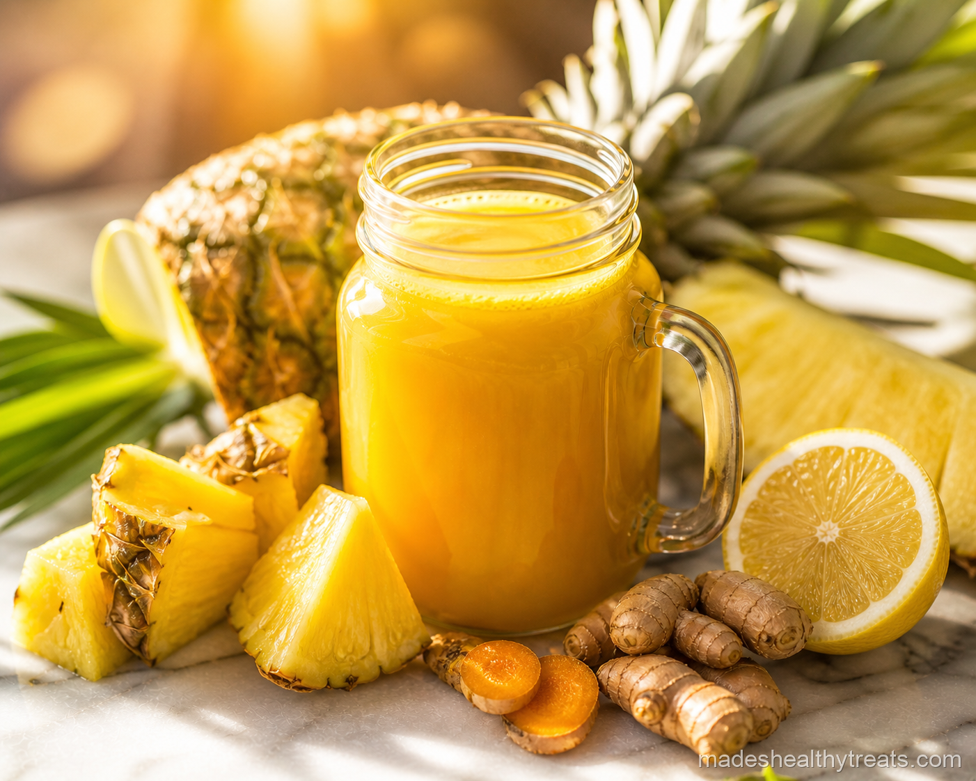 pineapple turmeric juice ingredients with pineapple turmeric ginger and lemon