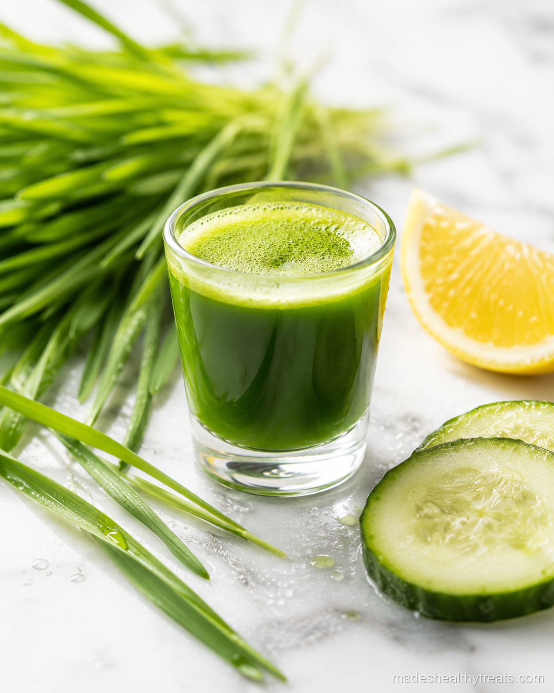 wheatgrass energy shot glass green